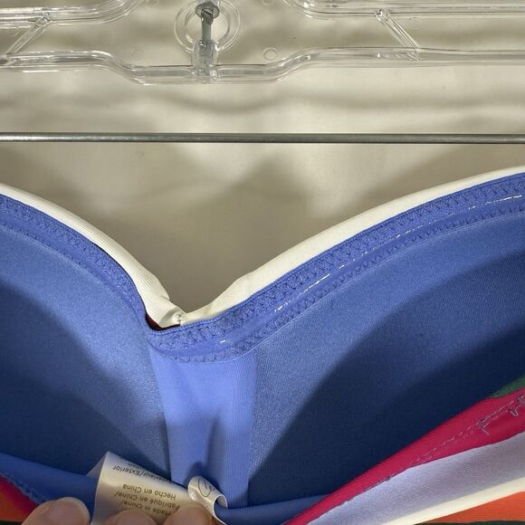 New Anne Cole One Piece Swimsuit Women's 6 Rainbow Striped Pull On Padded - Picture 10 of 10